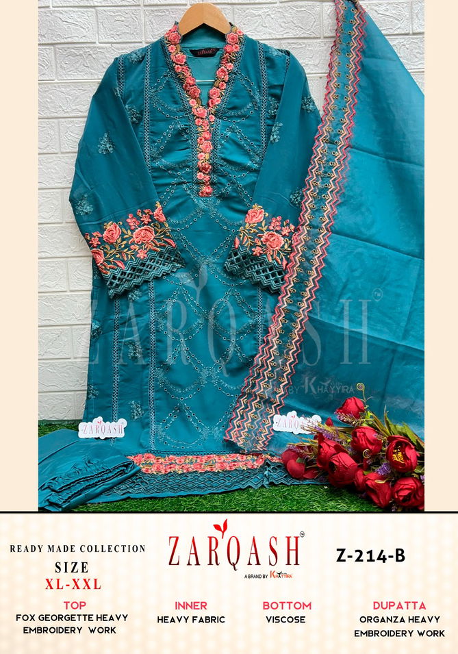 Z 214 Zarqash Embroidery Georgette Pakistani Suits Exporters In India